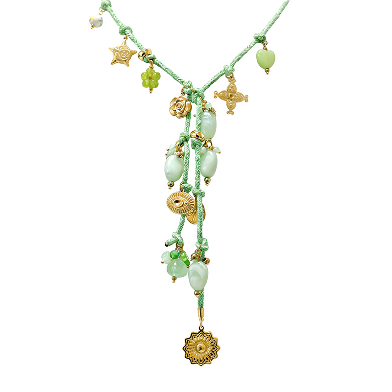 COLLANA LUNGA A Y CON CORDINO COLORATO E CHARMS - YNK25156C387