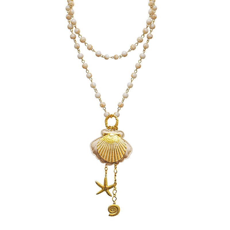 COLLANA LUNGA DI PERLINE CON CIONDOLI MARINI - YNK25156C388