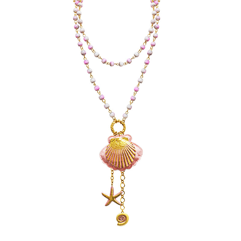 COLLANA LUNGA DI PERLINE CON CIONDOLI MARINI - YNK25156C388