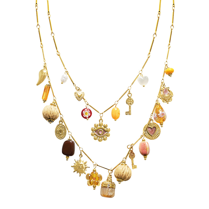 COLLANA DOPPIO FILO A CATENA CON CHARMS - YNK25200C392