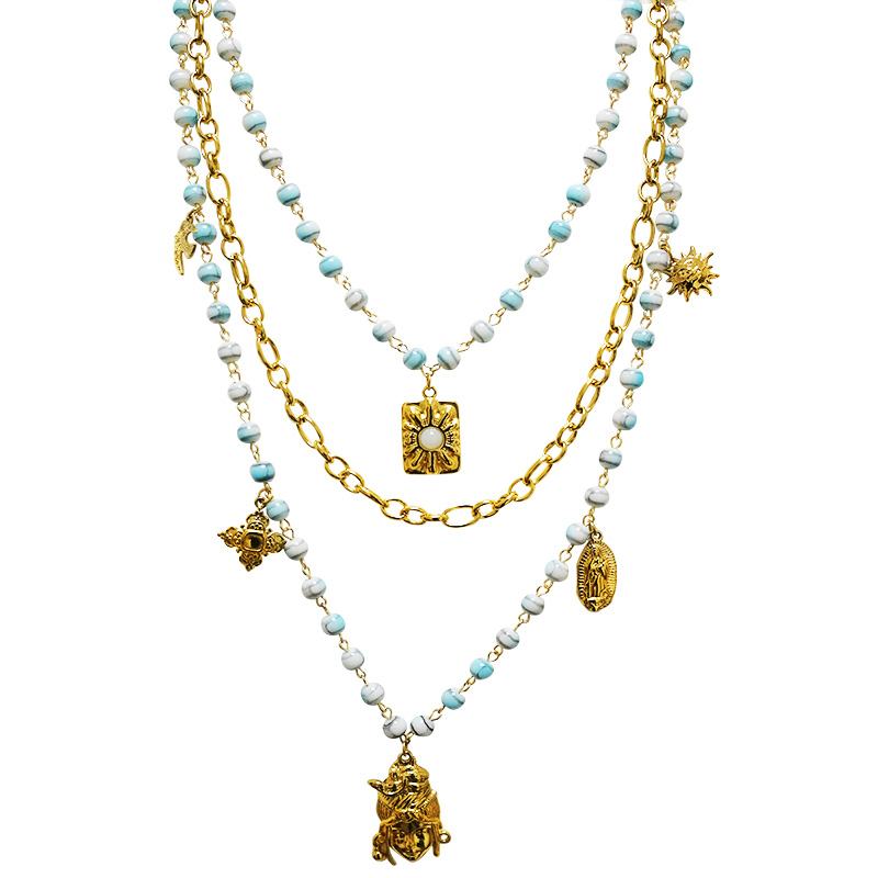 COLLANA LUNGA A TRE FILI CON PERLINE E CIONDOLI - YNK25212C389