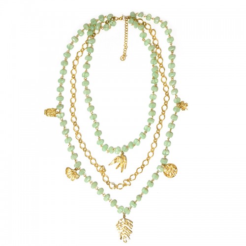 COLLANA LUNGA A TRE FILI CON PERLINE E CIONDOLI - YNK25212C390