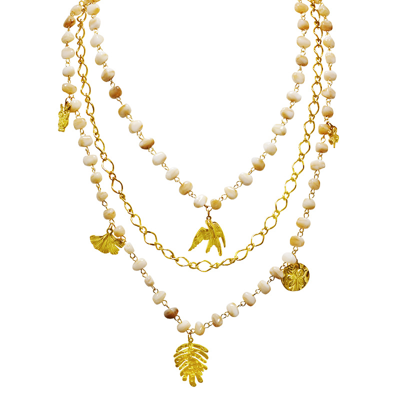 COLLANA LUNGA A TRE FILI CON PERLINE E CIONDOLI - YNK25212C390