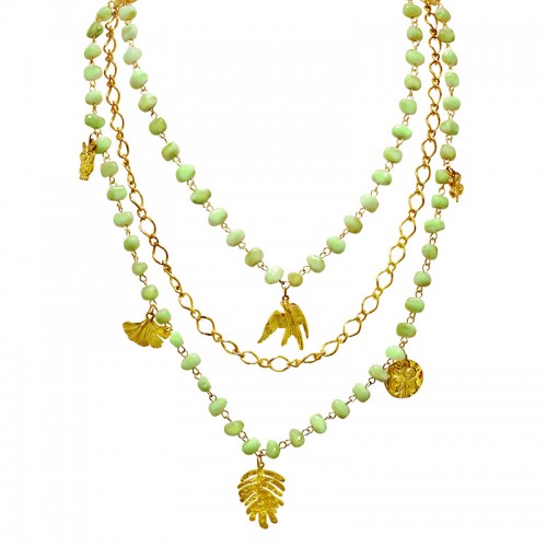 COLLANA LUNGA A TRE FILI CON PERLINE E CIONDOLI - YNK25212C390