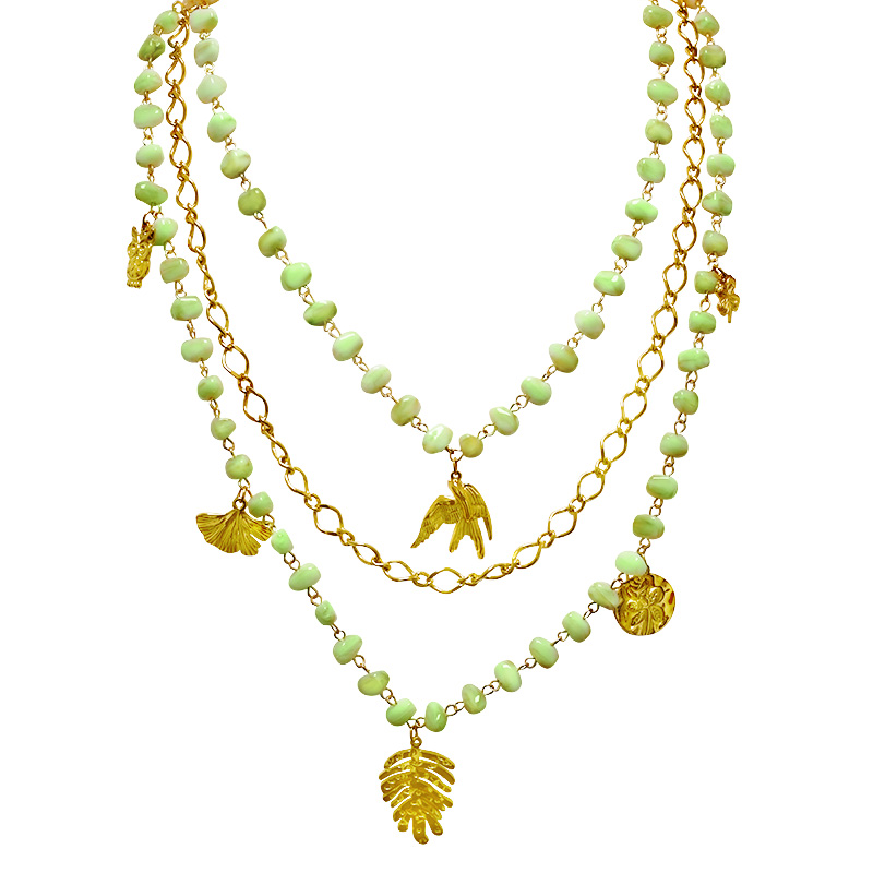 COLLANA LUNGA A TRE FILI CON PERLINE E CIONDOLI - YNK25212C390