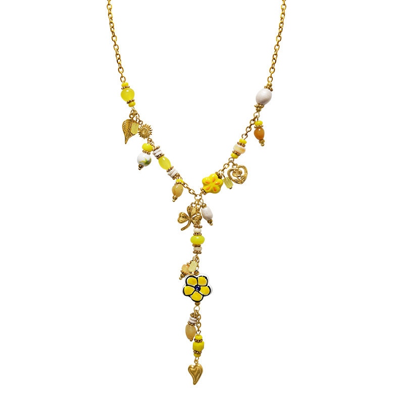 COLLANA A Y CON PERLINE E CHARMS COLORATI - YNK26140C728