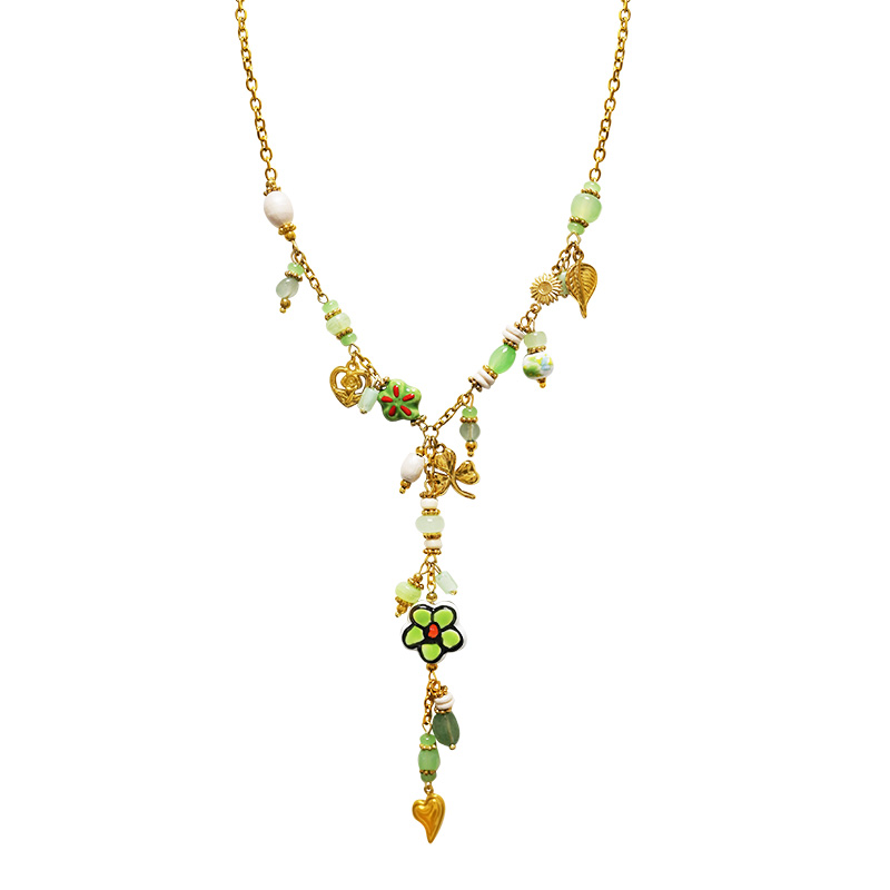 COLLANA A Y CON PERLINE E CHARMS COLORATI - YNK26140C728