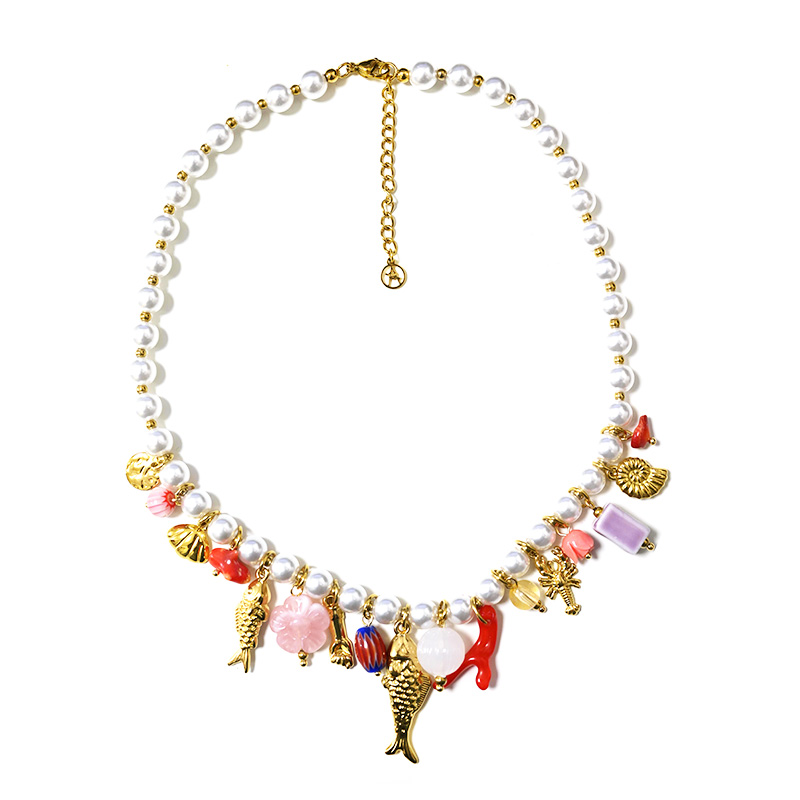COLLANA DI PERLE CON CHARMS MARINI - YNK26188C733
