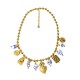 COLLANA CON CHARMS CUORE SACRO E PORCELLANA BIANCA E BLU - YNK26188C739