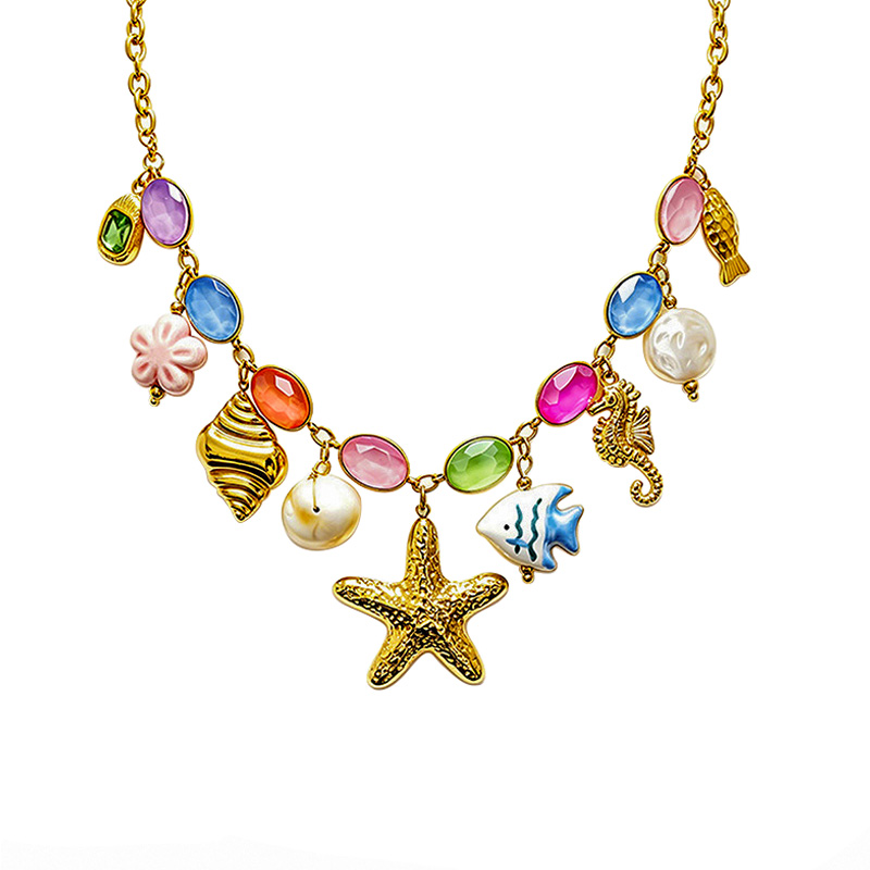 COLLANA CHARMS MARINI CON CRISTALLI COLORATI - YNK26190C729