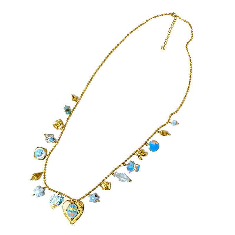 COLLANA LUNGA CON CHARMS MISTI E COLORATI - YNK26190C730