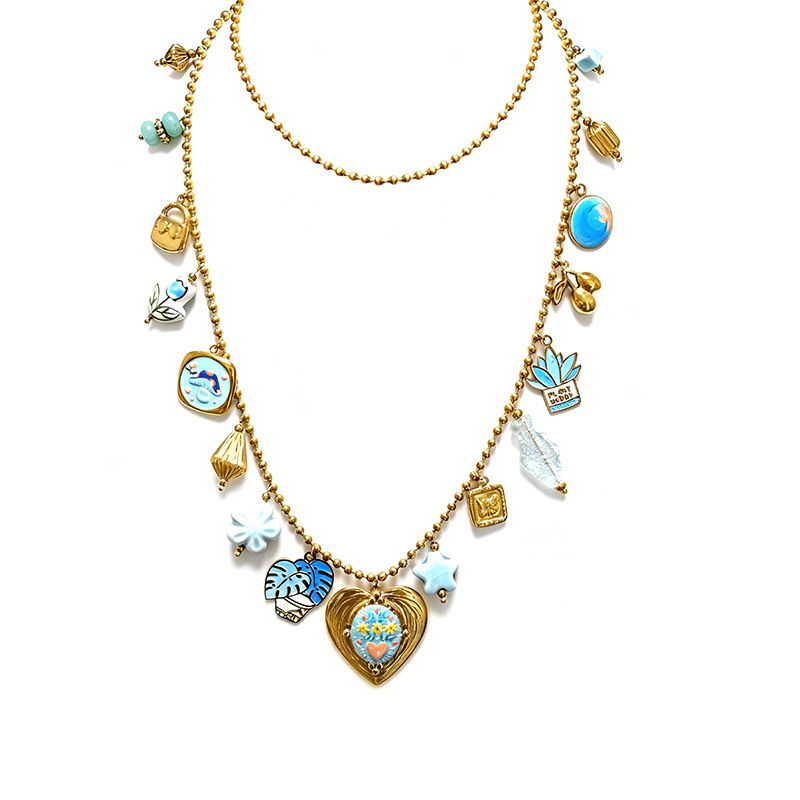 COLLANA LUNGA CON CHARMS MISTI E COLORATI - YNK26190C730