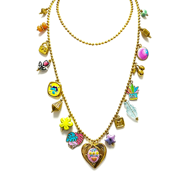 COLLANA LUNGA CON CHARMS MISTI E COLORATI - YNK26190C730