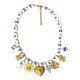 COLLANA CON PERLINE IN PORCELLANA BIANCA E BLU E CHARMS - YNK26190C737