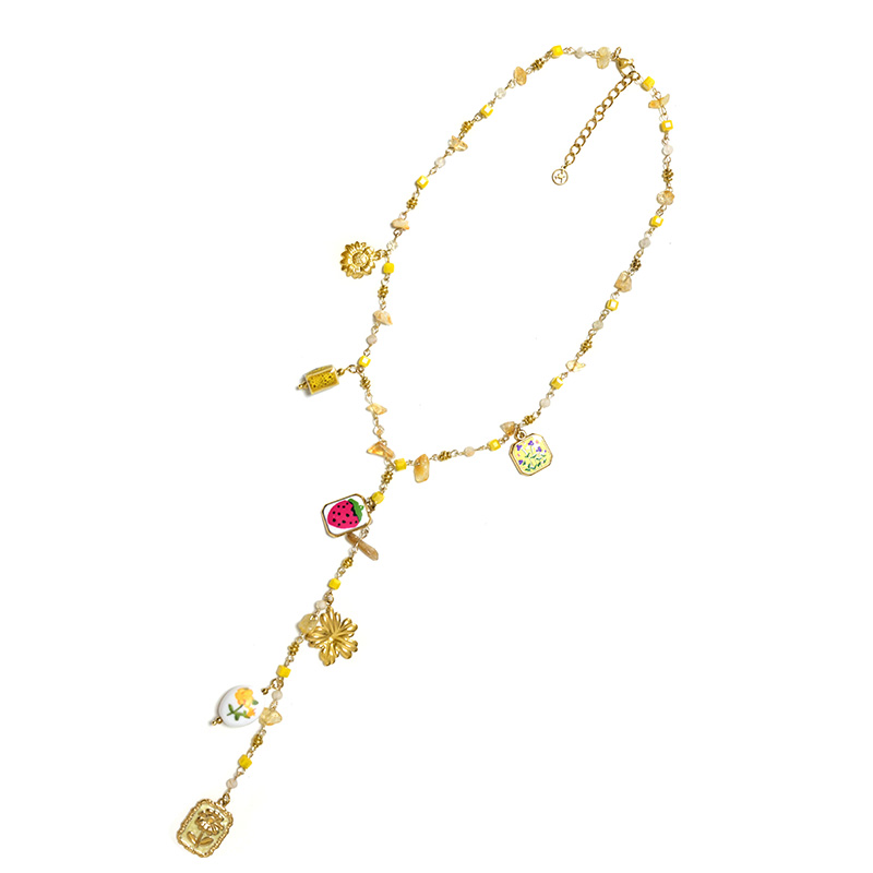 COLLANA A Y CON CHARMS FLOREALI E PERLINE COLORATE - YNK26198C731