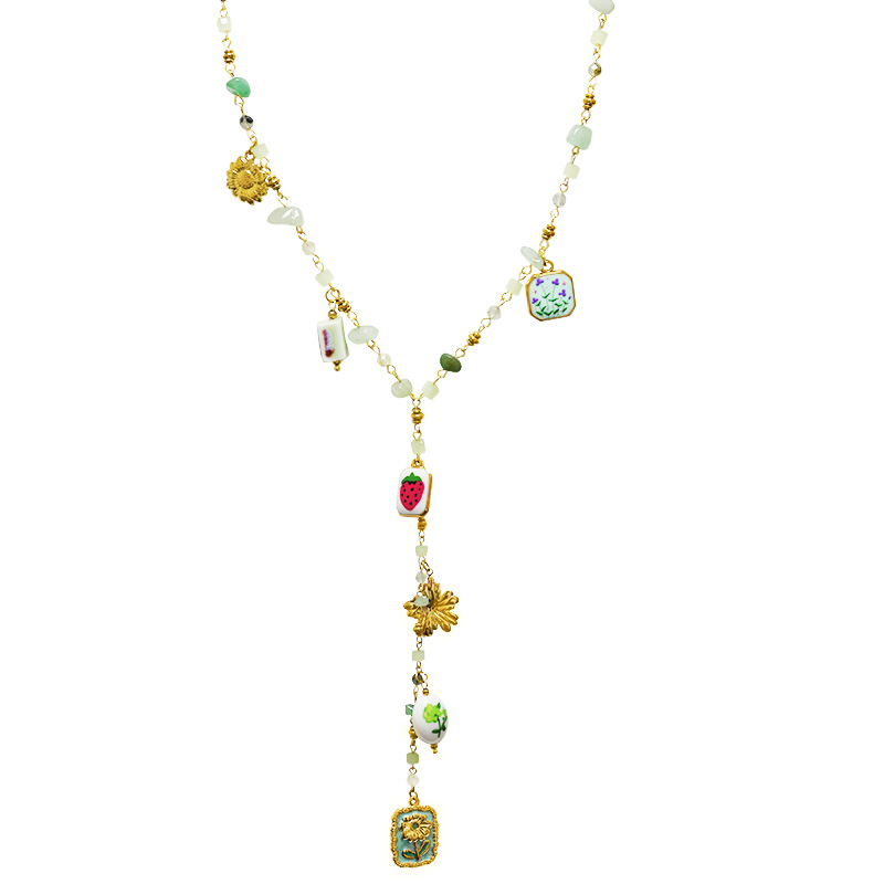 COLLANA A Y CON CHARMS FLOREALI E PERLINE COLORATE - YNK26198C731