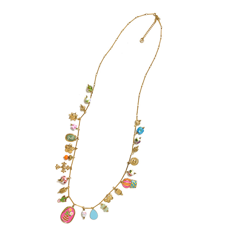 COLLANA LUNGA CON CHARMS MISTI E COLORATI - YNK26208C732