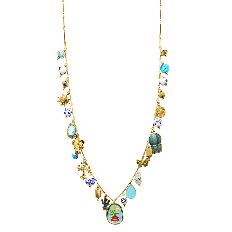 COLLANA LUNGA CON CHARMS MISTI E COLORATI - YNK26208C732