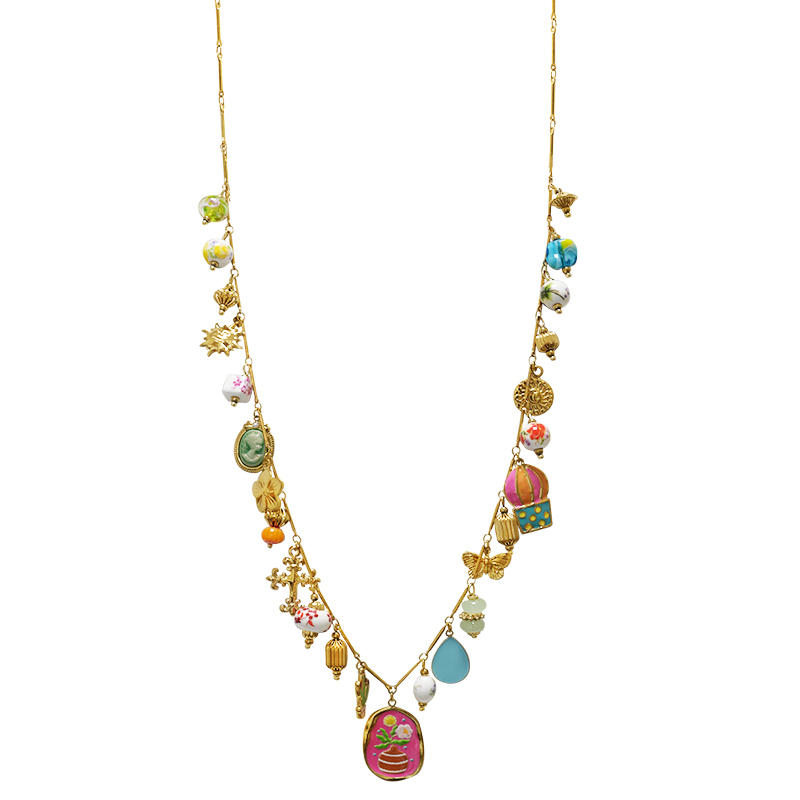 COLLANA LUNGA CON CHARMS MISTI E COLORATI - YNK26208C732