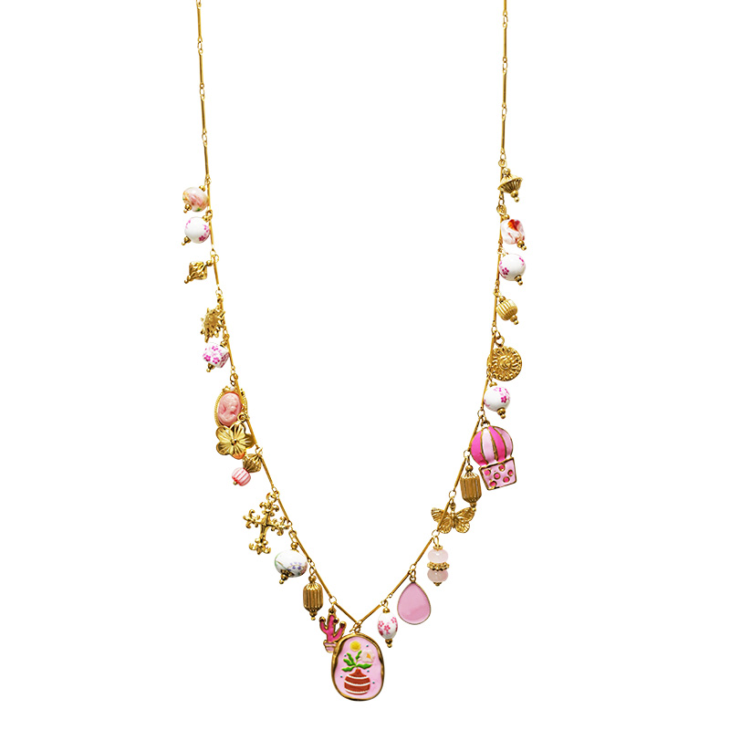 COLLANA LUNGA CON CHARMS MISTI E COLORATI - YNK26208C732
