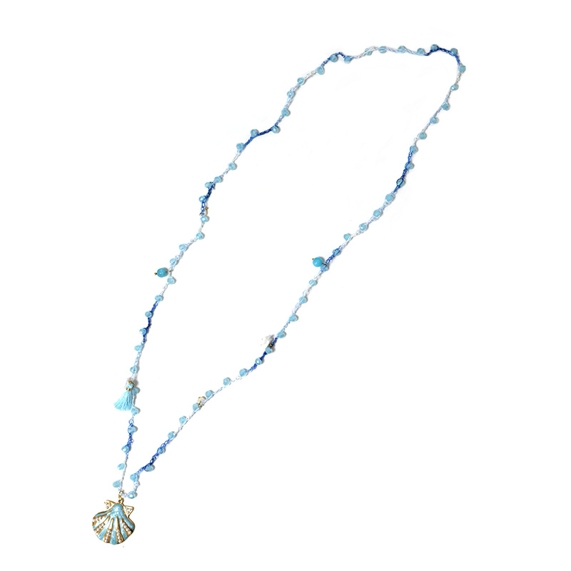 COLLANA LUNGA ALL'UNCINETTO CON PERLINE E CIONDOLO CONCHIGLIA - YY25124C635
