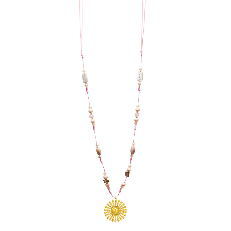 COLLANA LUNGA IN CORDINO CON PERLINE E CIONDOLO SOLE - YY25124C638