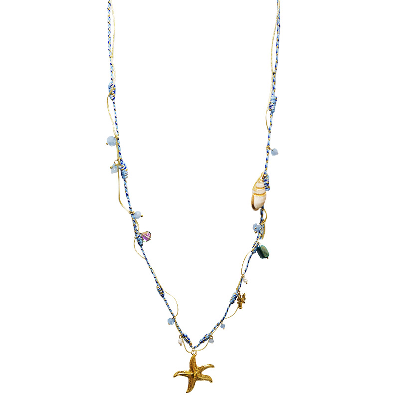 COLLANA LUNGA REGOLABILE CON PERLINE E CIONDOLO STELLA MARINA - YY25132C644