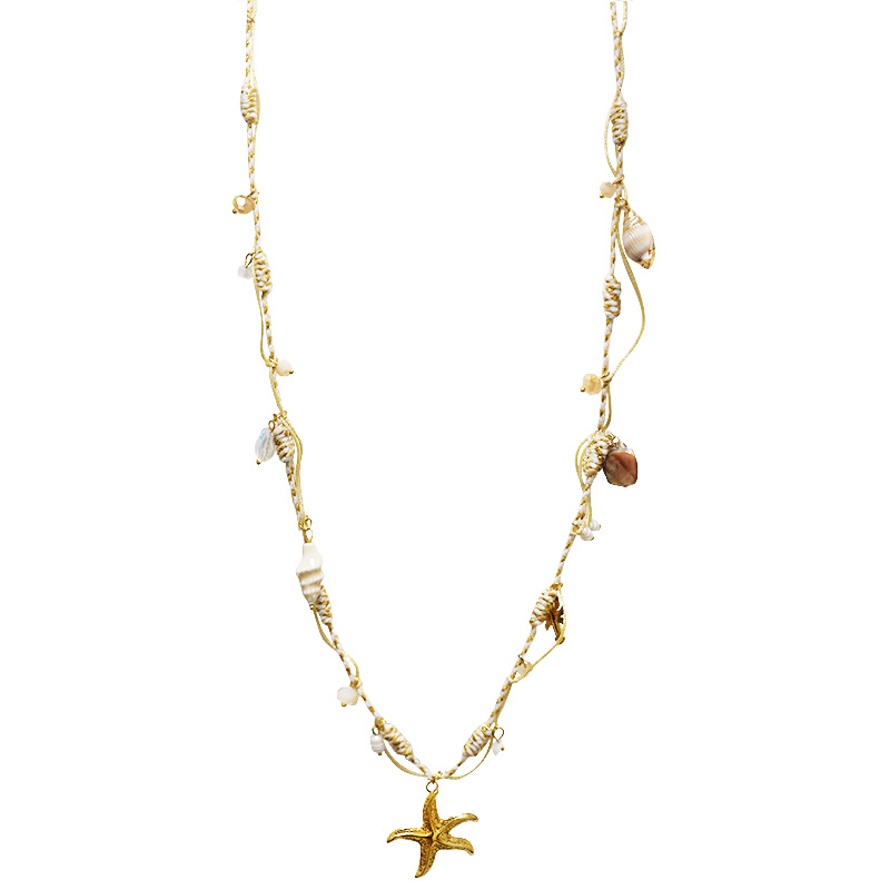 COLLANA LUNGA REGOLABILE CON PERLINE E CIONDOLO STELLA MARINA - YY25132C644