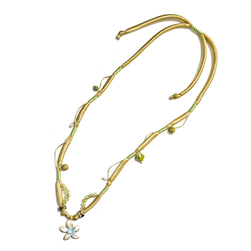 COLLANA LUNGA REGOLABILE CON PERLINE E CIONDOLO FIORE - YY25132C647