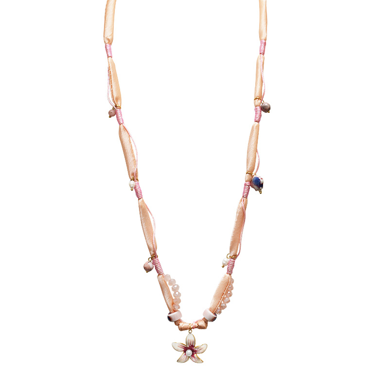 COLLANA LUNGA REGOLABILE CON PERLINE E CIONDOLO FIORE - YY25132C647