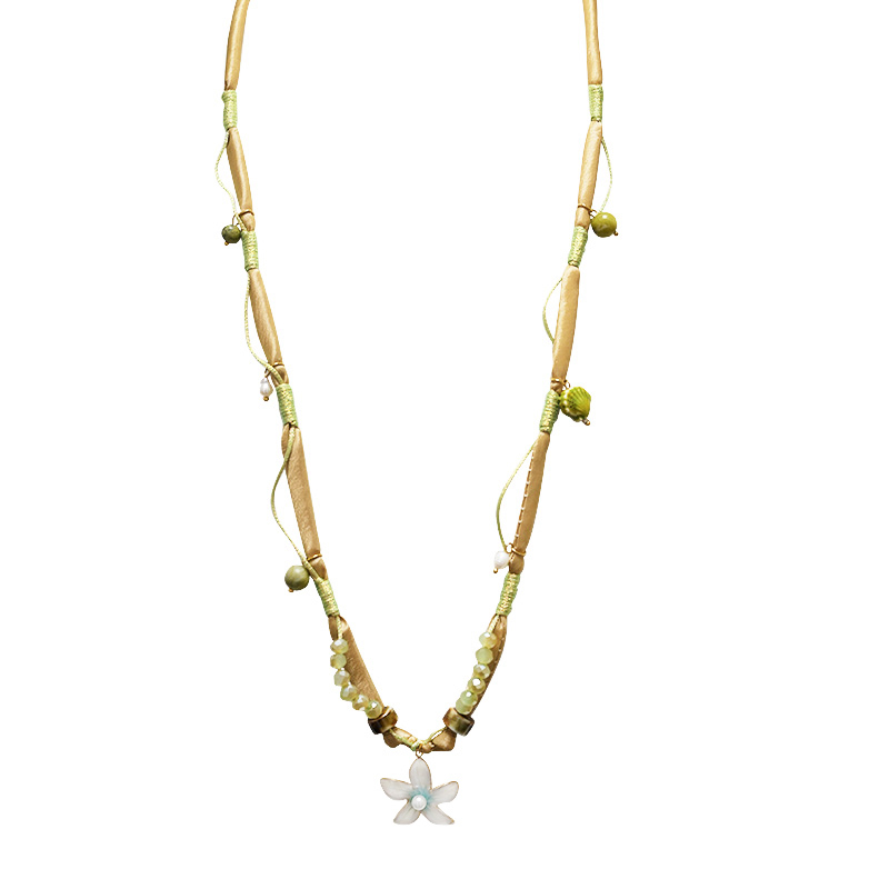 COLLANA LUNGA REGOLABILE CON PERLINE E CIONDOLO FIORE - YY25132C647