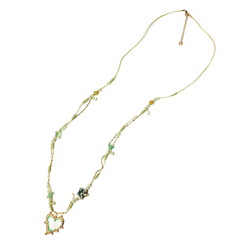 COLLANA LUNGA IN CORDINO CON PERLINE E CIONDOLO CUORE - YY25140C631