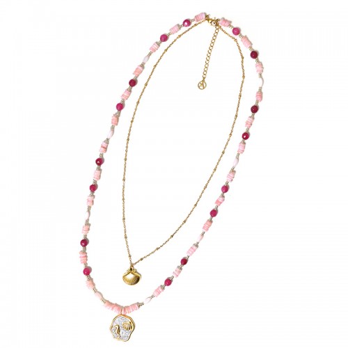 COLLANA LUNGA A DOPPIO FILO CON PERLINE E CIONDOLI MARINI - YY25140C642