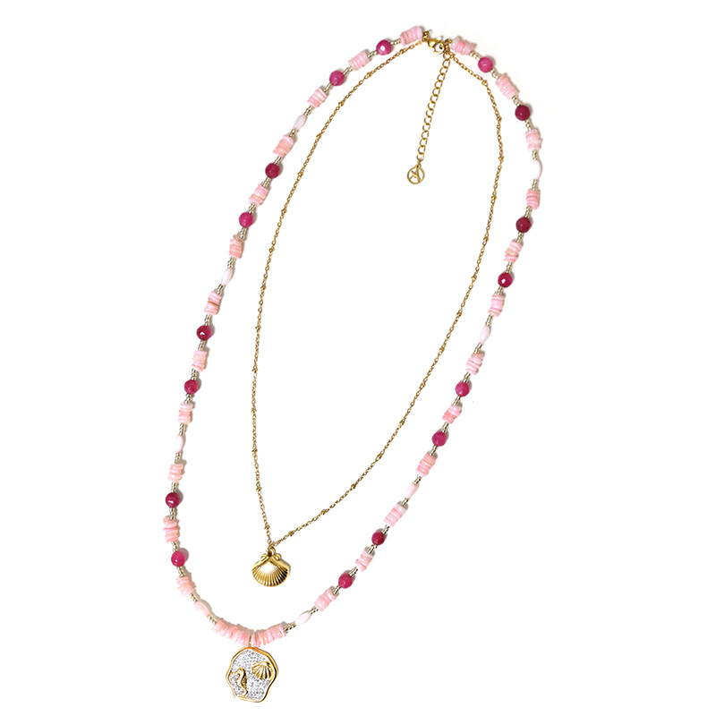 COLLANA LUNGA A DOPPIO FILO CON PERLINE E CIONDOLI MARINI - YY25140C642