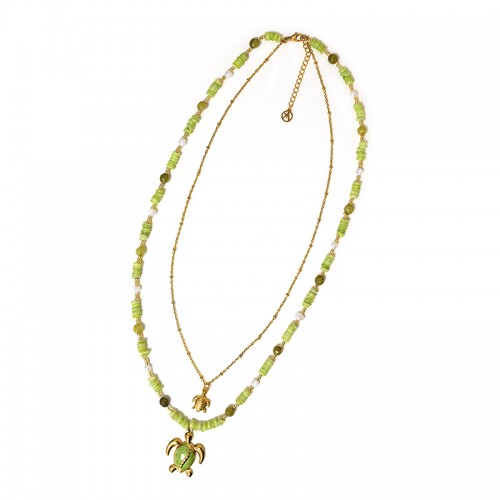 COLLANA LUNGA A DOPPIO FILO CON PERLINE E CIONDOLI TARTARUGA - YY25140C643