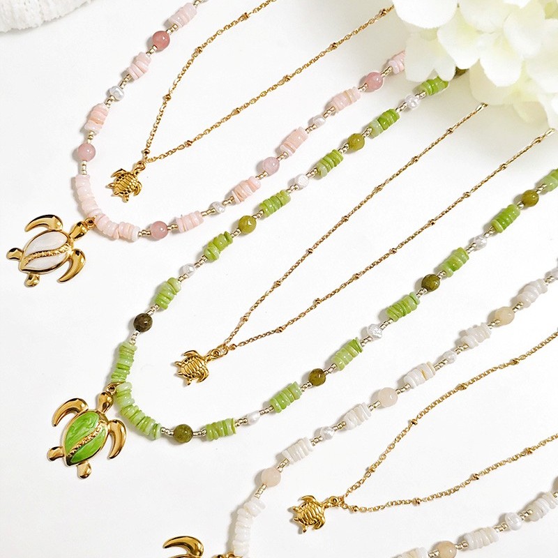 COLLANA LUNGA A DOPPIO FILO CON PERLINE E CIONDOLI TARTARUGA - YY25140C643