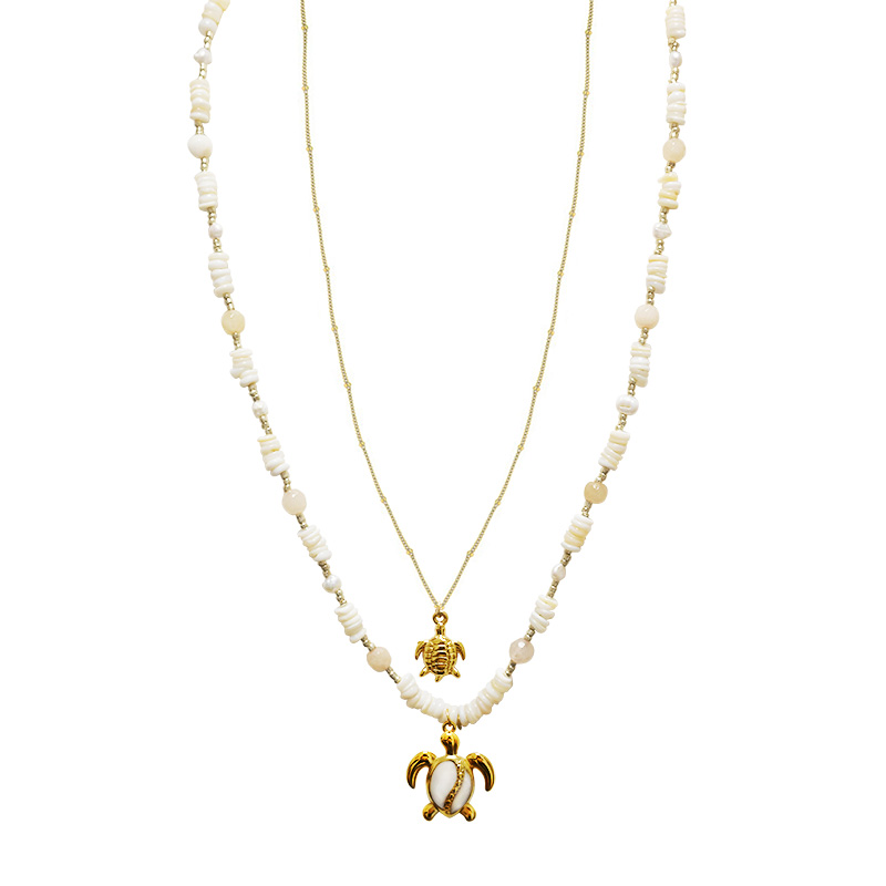 COLLANA LUNGA A DOPPIO FILO CON PERLINE E CIONDOLI TARTARUGA - YY25140C643