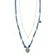 COLLANA LUNGA A DOPPIO FILO CON PERLINE E CIONDOLO CUORE FLOREALE - YY25140C646
