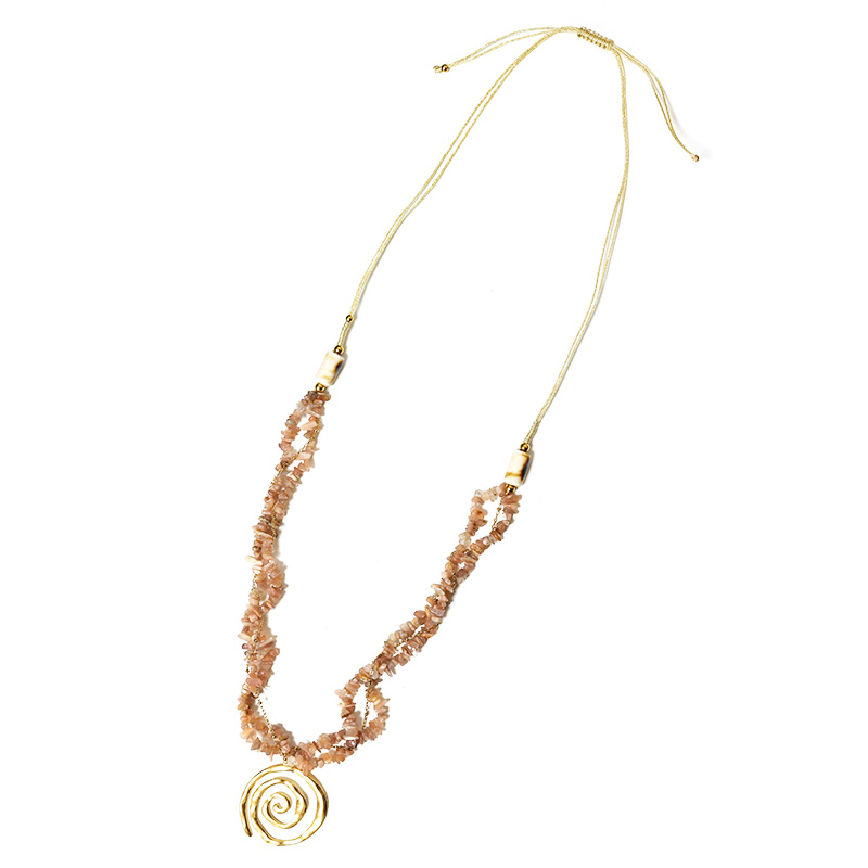 COLLANA LUNGA REGOLABILE CON PIETRE E CIONDOLO SPIRALE - YY25148C633