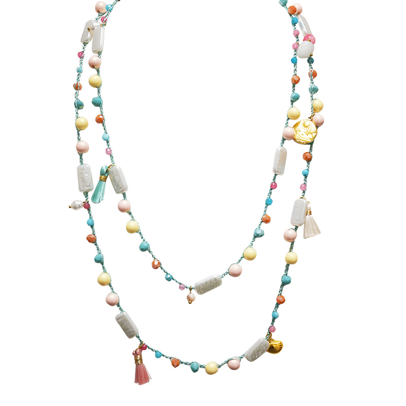 COLLANA LUNGA ALL'UNCINETTO CON PERLINE E CHARMS - YY25148C637