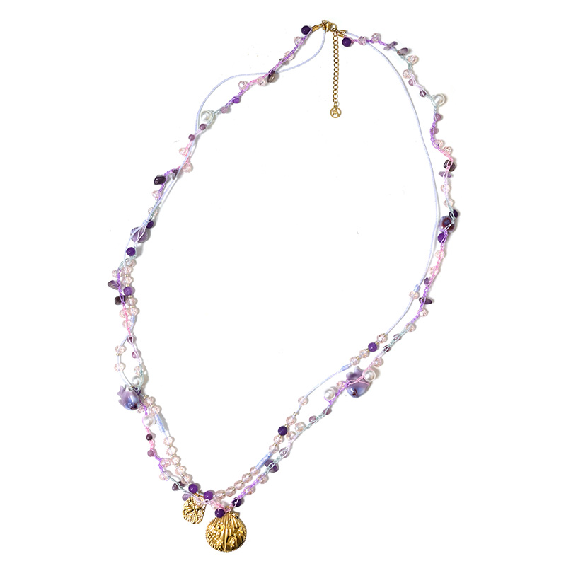 COLLANA LUNGA A DOPPIO FILO CON PERLINE E CIONDOLI MARINI - YY25172C629