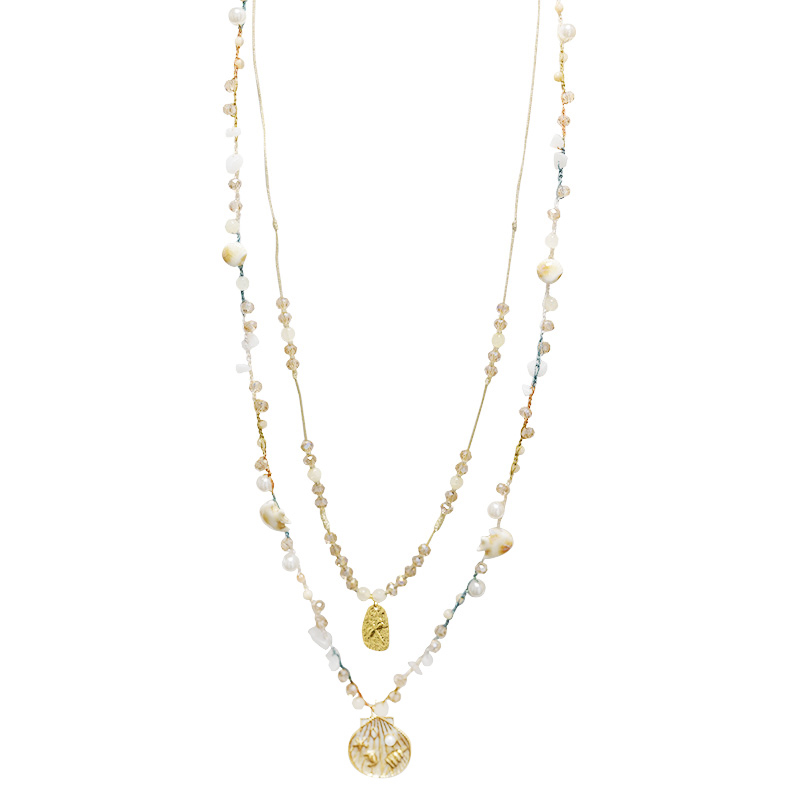 COLLANA LUNGA A DOPPIO FILO CON PERLINE E CIONDOLI MARINI - YY25172C629