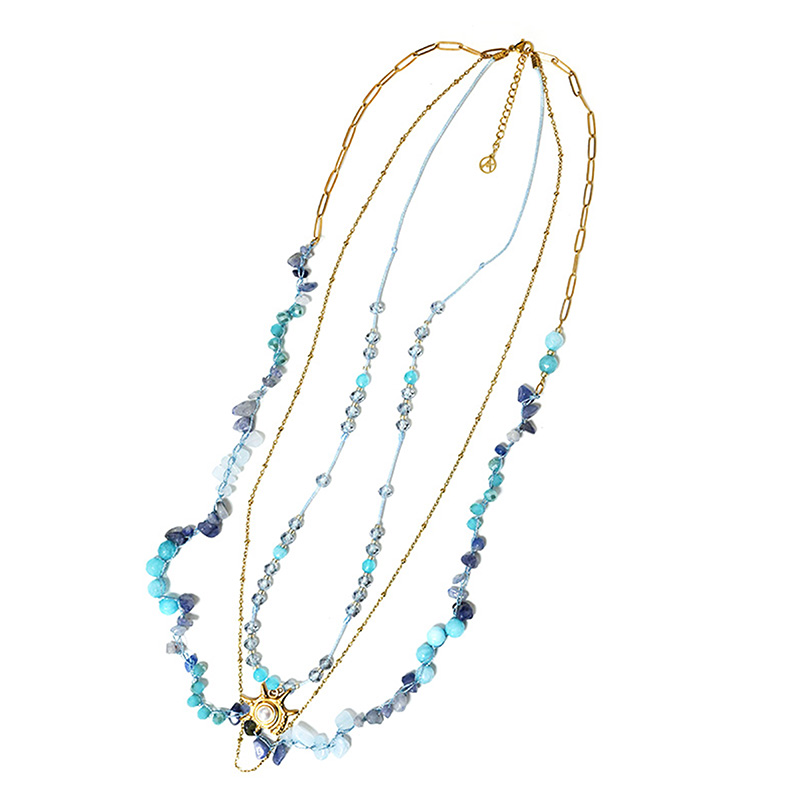 COLLANA LUNGA A TRE FILI CON PERLINE E CIONDOLO CONCHIGLIA - YY25180C630