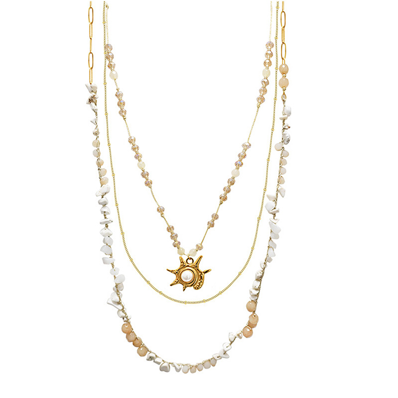 COLLANA LUNGA A TRE FILI CON PERLINE E CIONDOLO CONCHIGLIA - YY25180C630