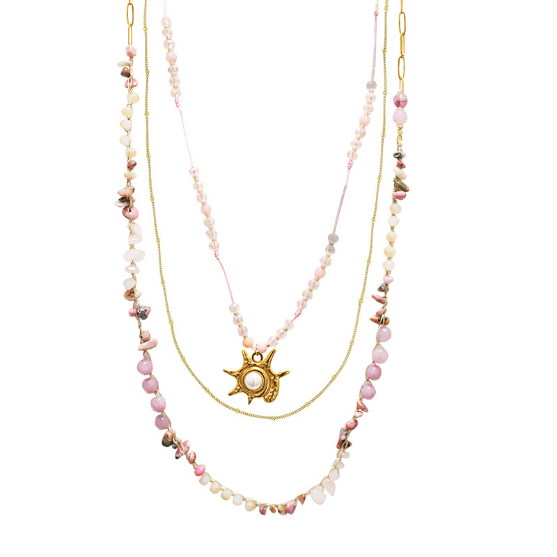 COLLANA LUNGA A TRE FILI CON PERLINE E CIONDOLO CONCHIGLIA - YY25180C630