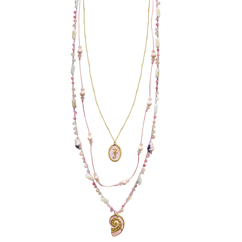 COLLANA LUNGA A TRE FILI CON PERLINE E CIONDOLI MARINI - YY25188C636