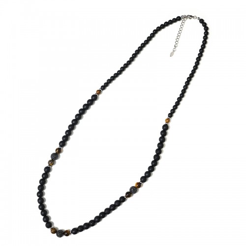 COLLANA LUNGA DA UOMO CON PERLINE IN PIETRA - DS2444B943