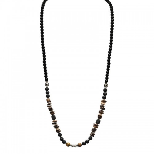 COLLANA LUNGA DA UOMO CON PERLINE IN PIETRA - DS2444B946