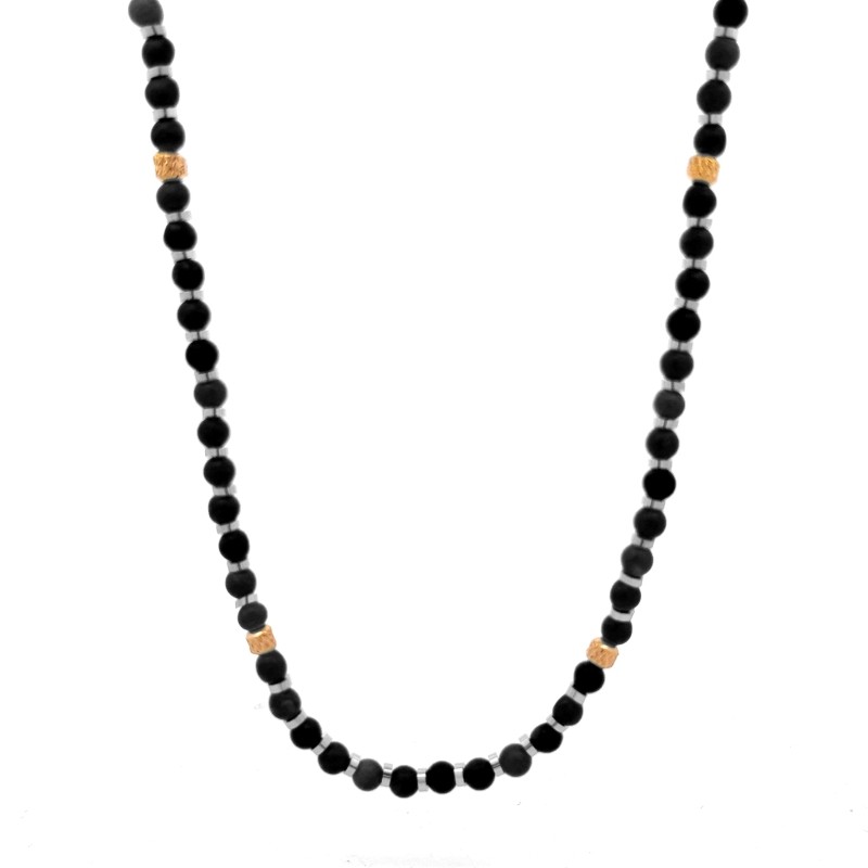 COLLANA UOMO DI PERLINE IN PIETRA - RD23144E197 COLLANA UOMO DI PERLINE IN PIETRA - RD23144E197