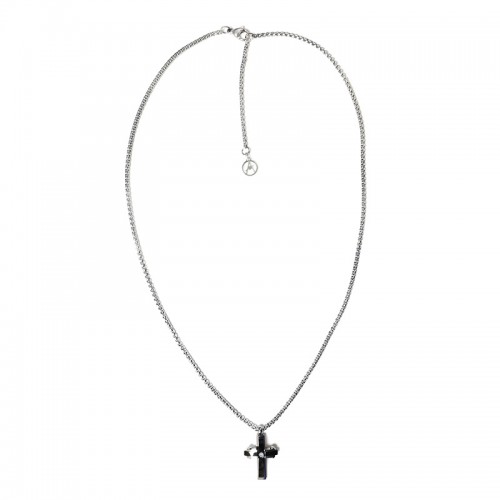 COLLANA UOMO CON CIONDOLO CROCE E ZIRCONE - RD24100A186